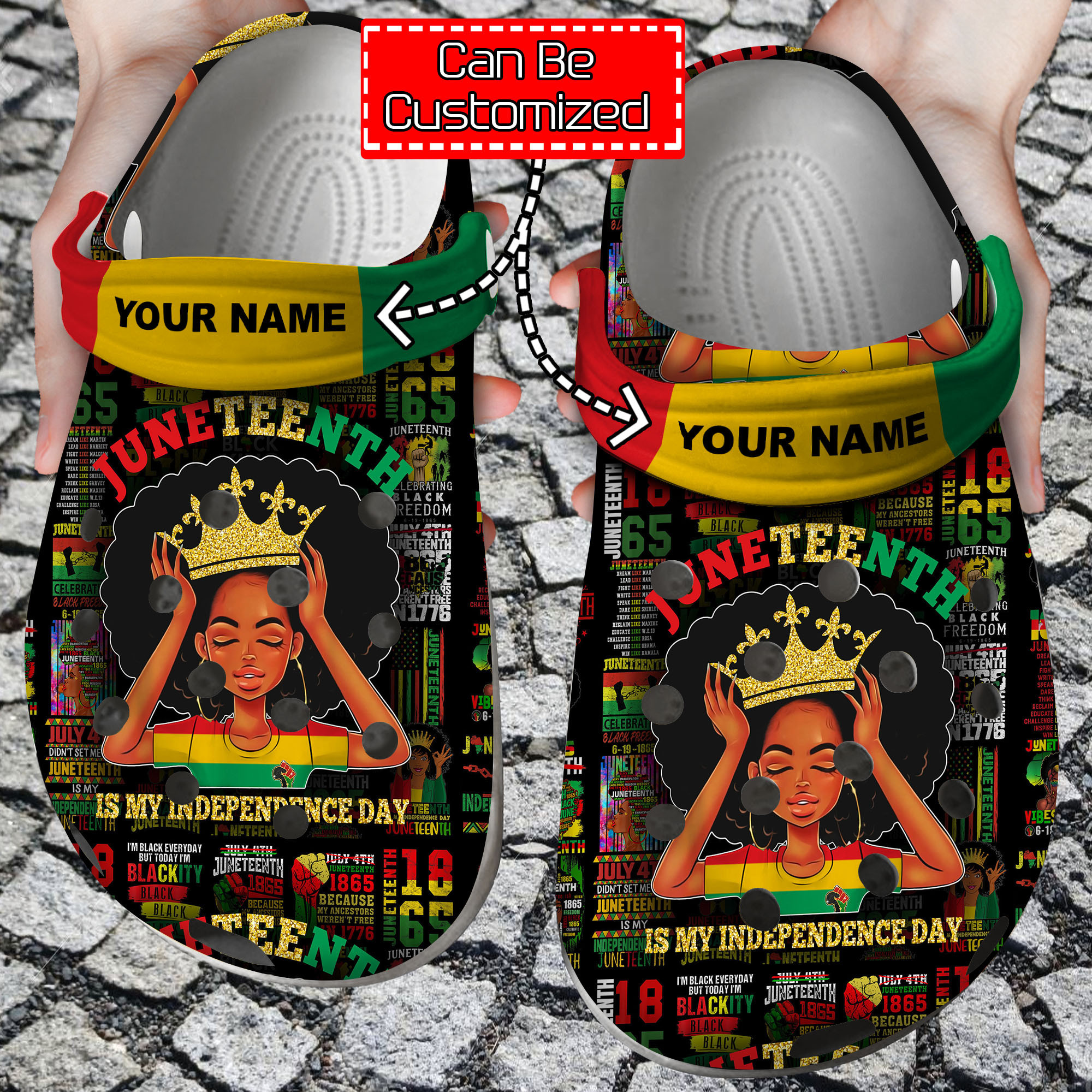 Custom Crocs Personalized Black History Juneteenth Is My Independence Day Clog Shoes