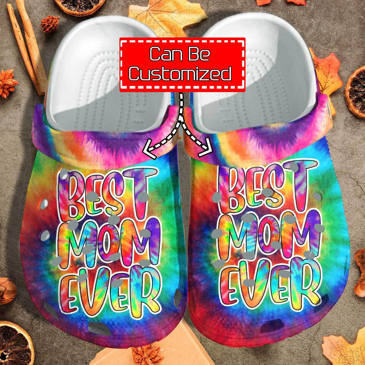 Custom Crocs Personalized Funny Best Mom Ever Hippie Tie Dye Style Outdoor Clog Shoes