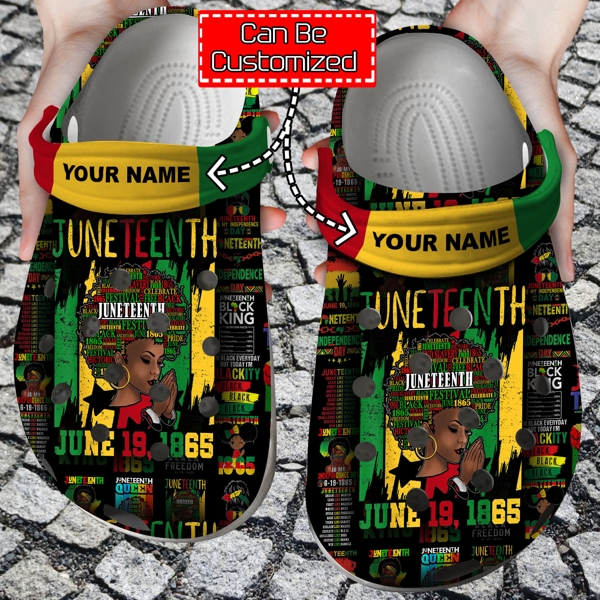 Custom Crocs Personalized Juneteenth Black Americans Independence 1865 Clog Shoes