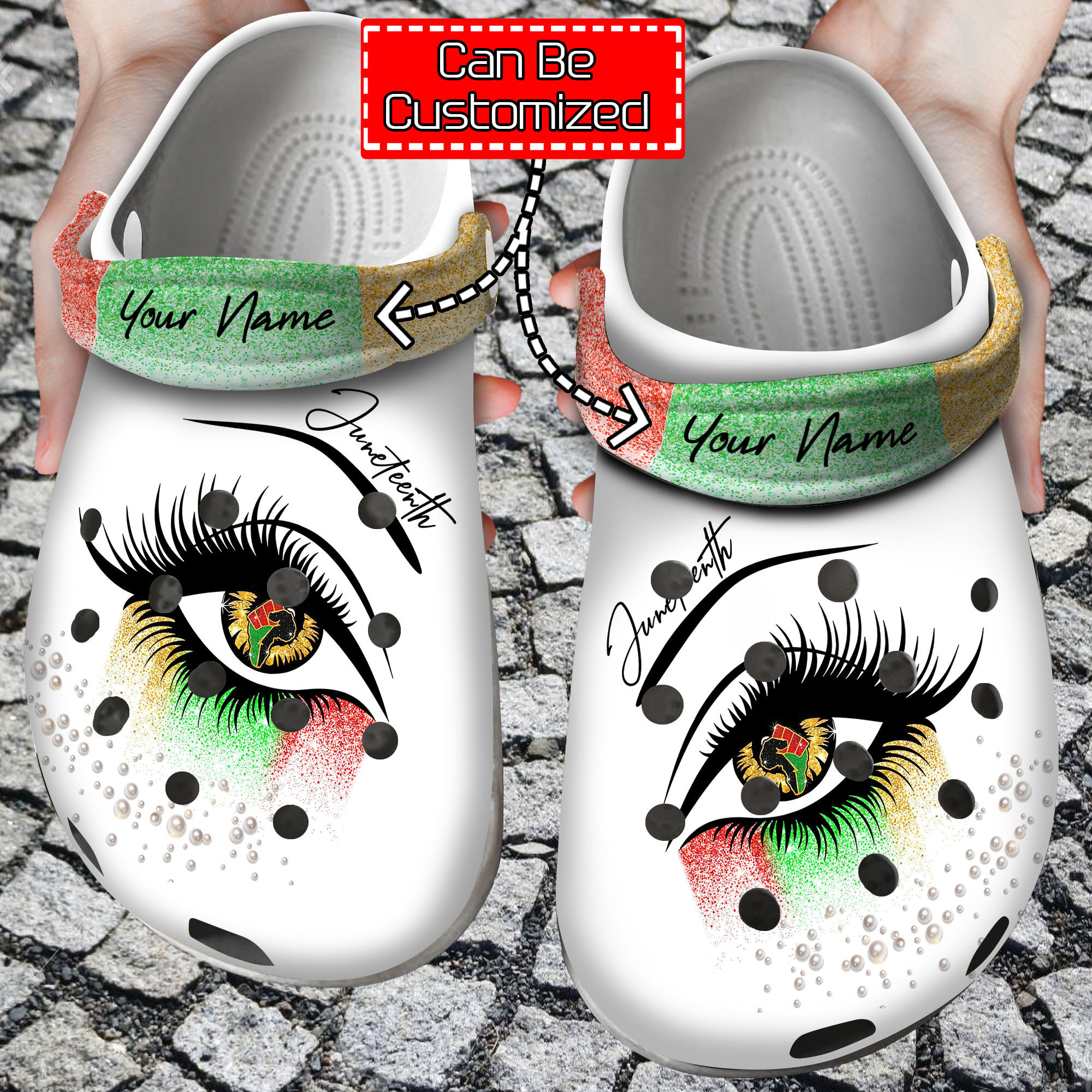 Custom Crocs Personalized Juneteenth Eye Black Lives Matter Clog Shoes