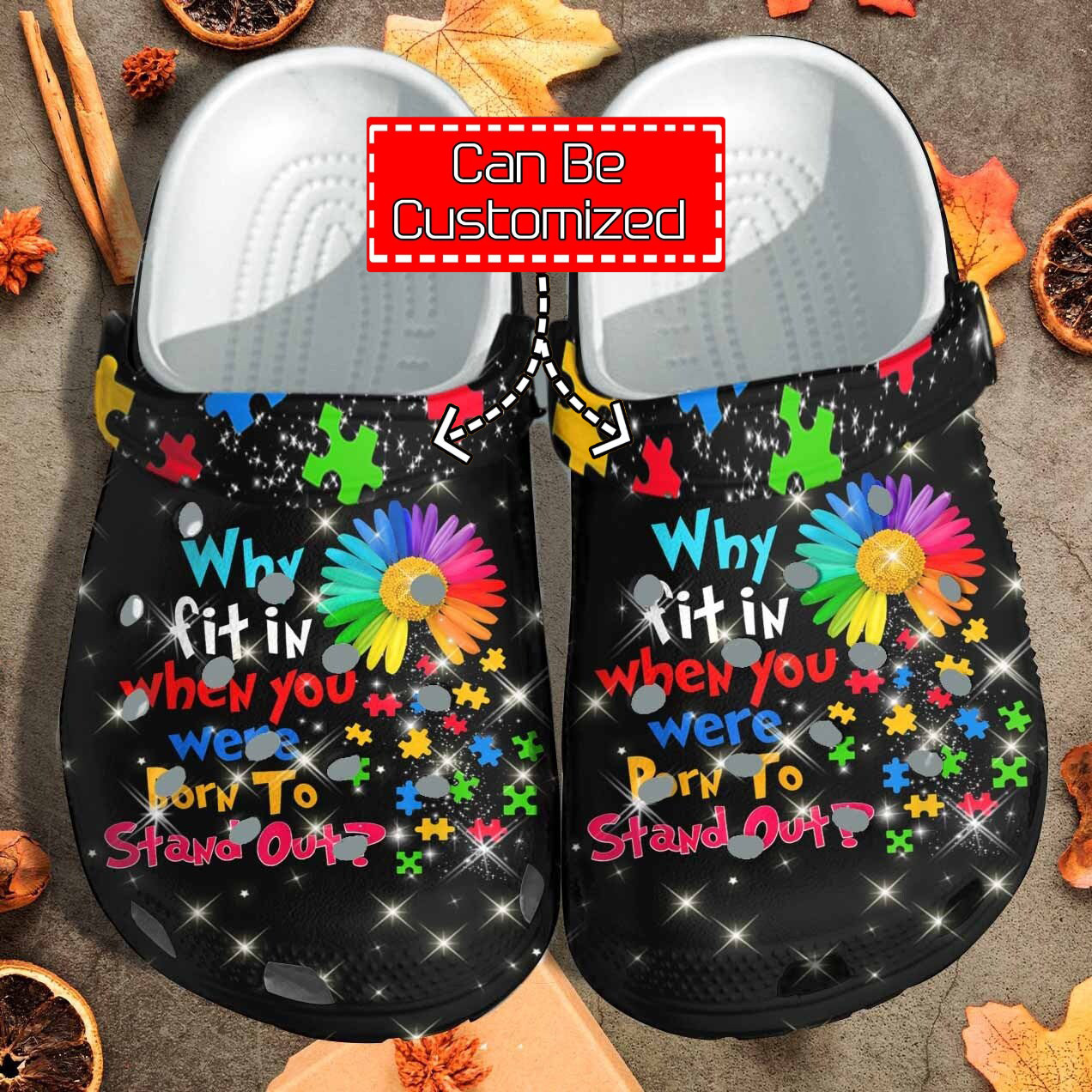 Custom Crocs Personalized Puzzle Flower Autism Awareness Clog Shoes