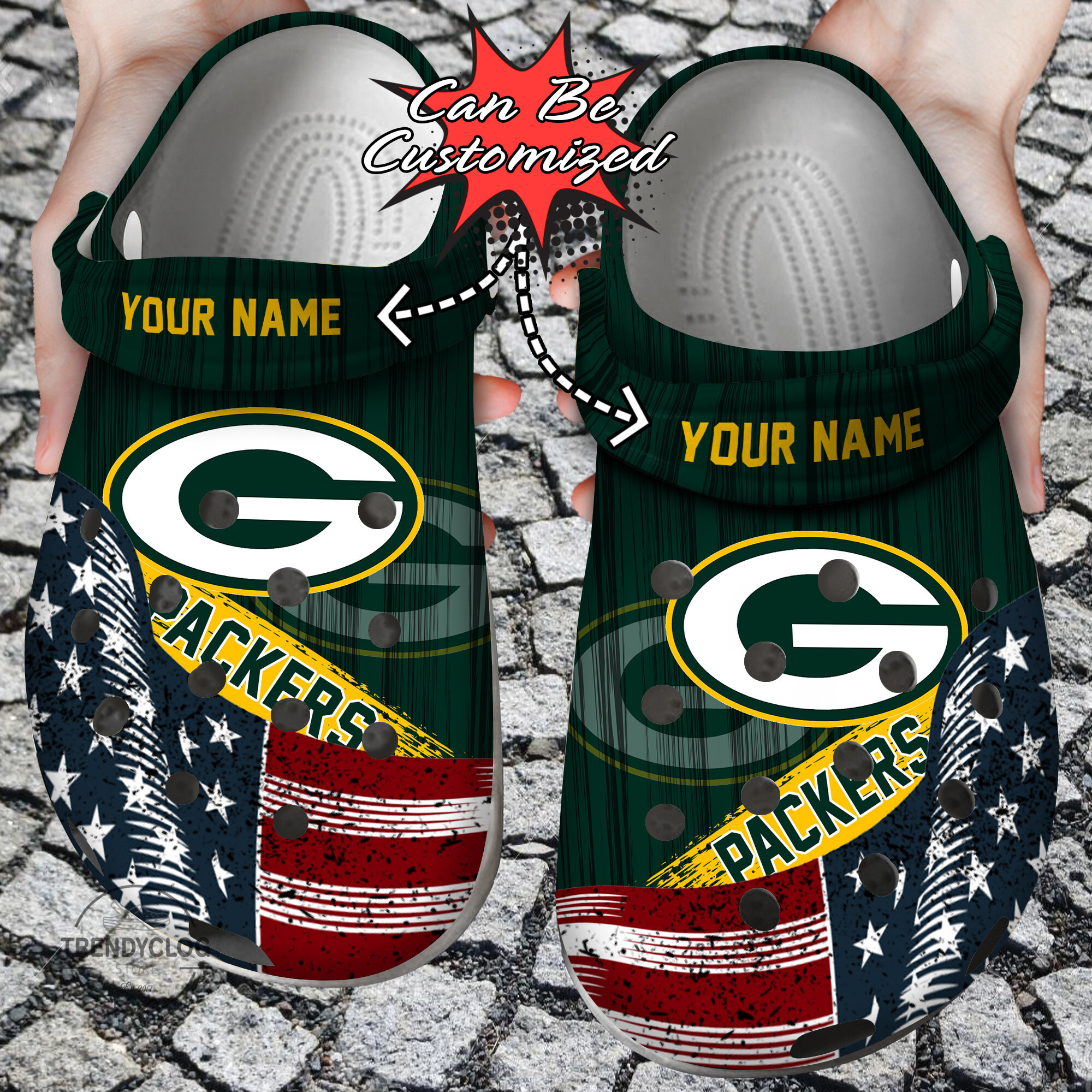 Custom Crocs US Flag GPackers New Crocs Clog Shoes