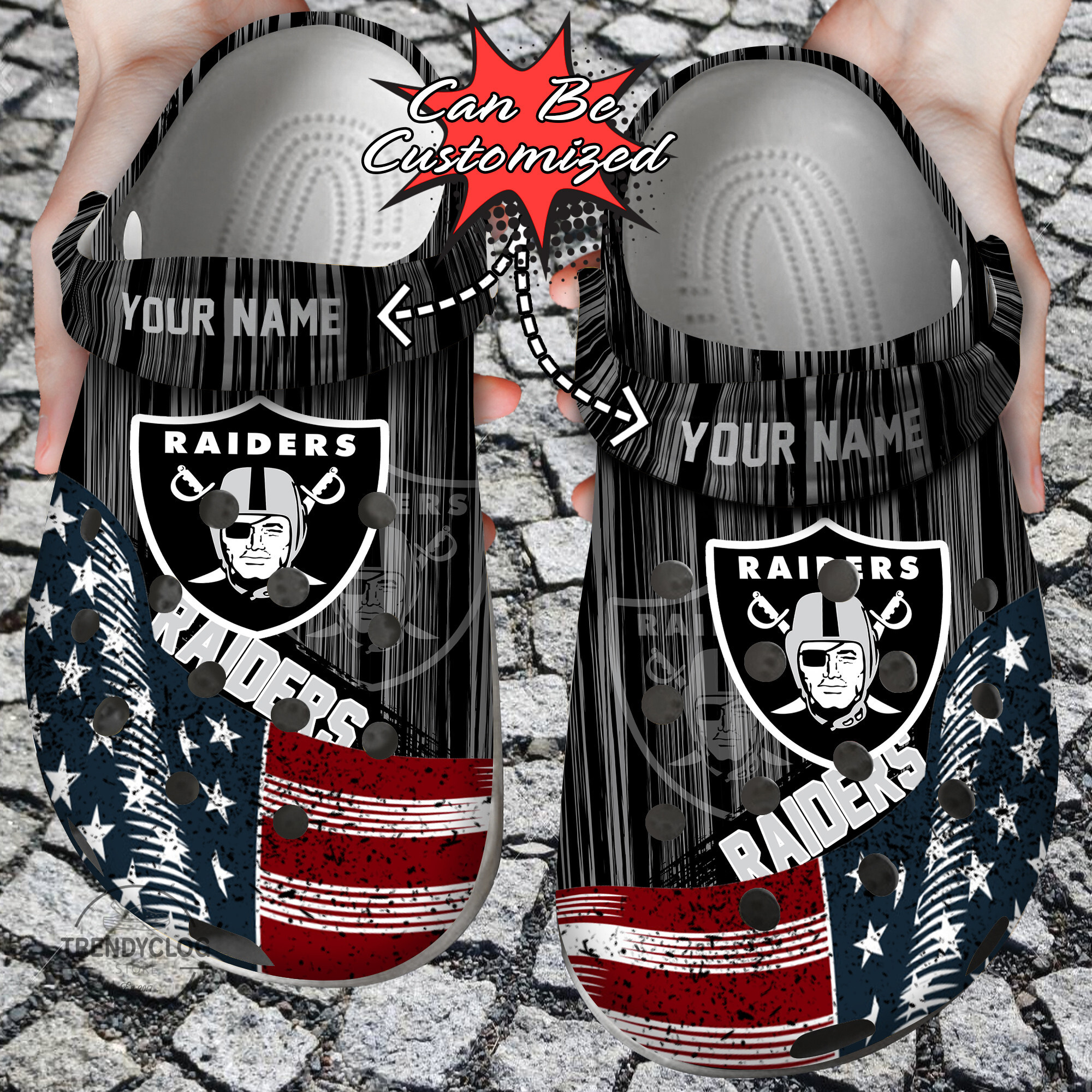 Custom Crocs US Flag LV Raiders New Crocs Clog Shoes