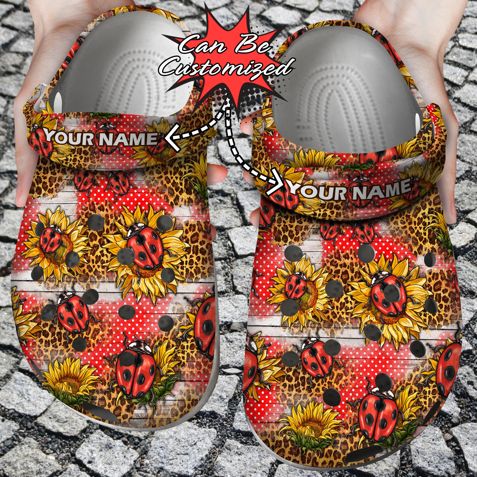 Custom Crocs Western Ladybug Sunflowers Seamless Pattern Clog Shoes