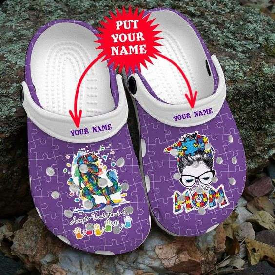 Custom Name Autism Awareness Day Autism Mom T Rex Puzzle Pieces Crocs Crocband Clog Shoes