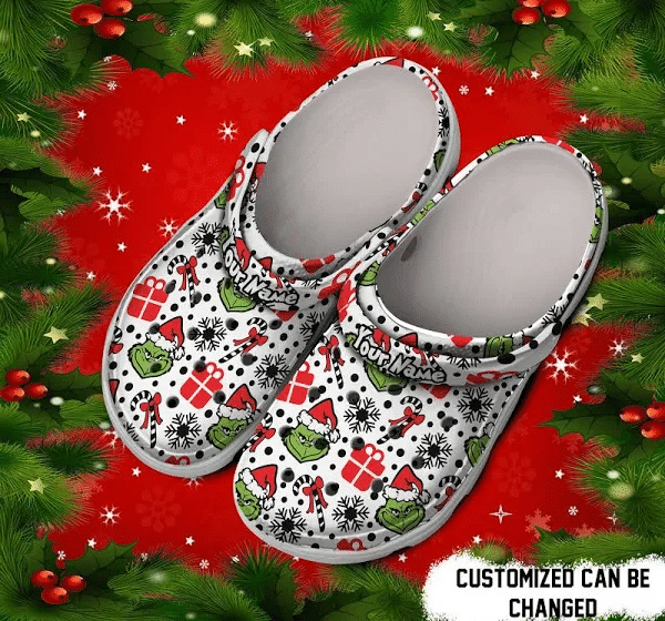Custom Name Black White The Grinch Christmas Gift Clogs Shoes