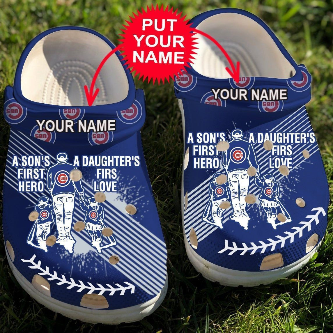 Custom Name Dad And Son Daughter Mlb Chicago Cubs Rubber Crocs Clog Shoescrocban