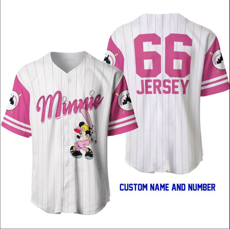 Custom Name Minnie Mice Disney Baseball Jerseyer Jersey