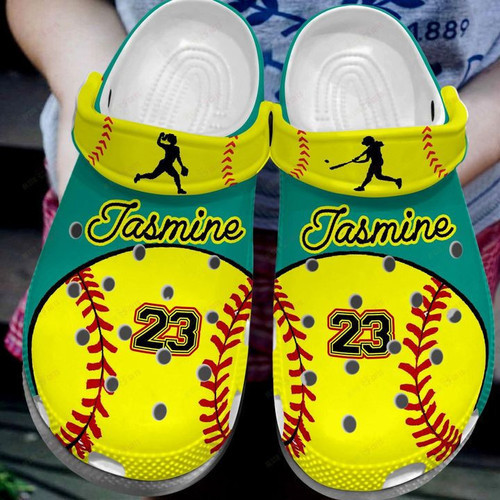 Custom Name Number Colorful Softball Clogs Shoes