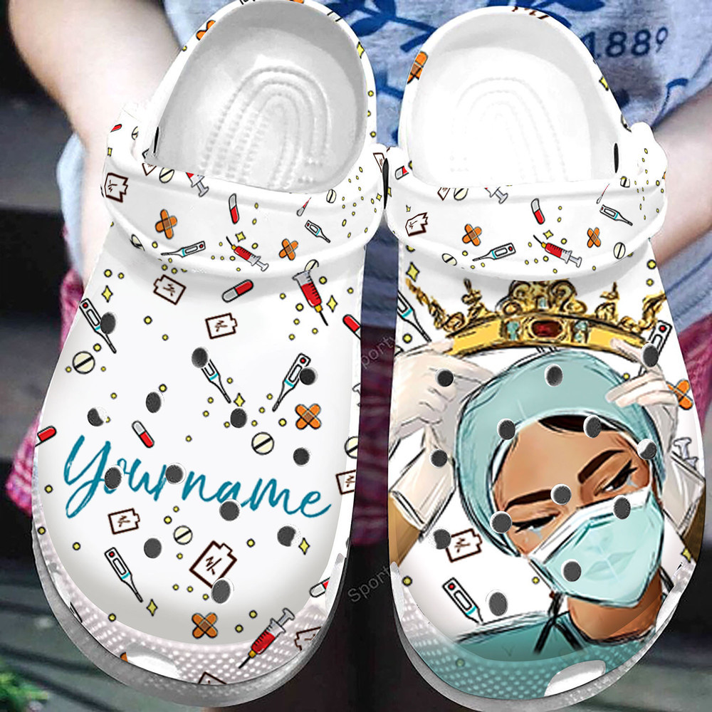 Custom Name Nurse Queen Clogs Shoes