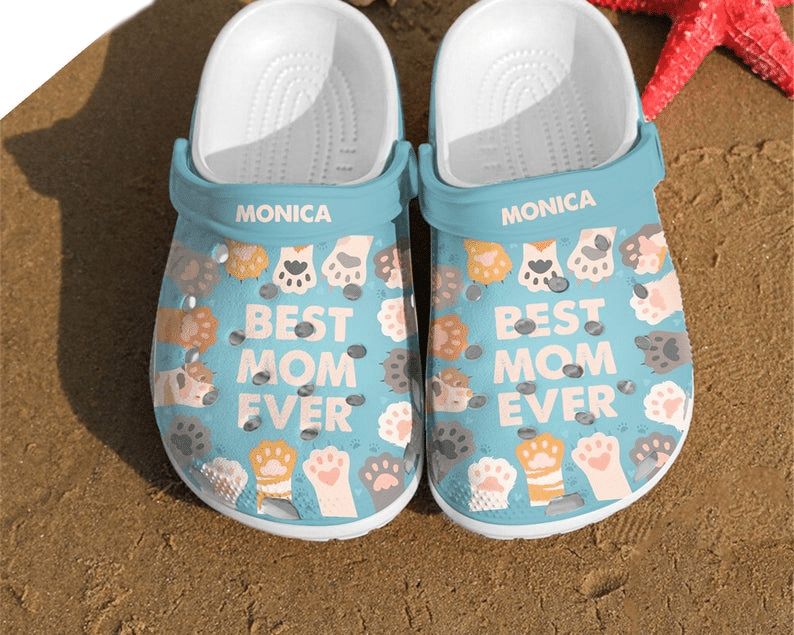 Custom Name Paw Crocs Best Mom Ever Rubber Crocs Clog Shoes Comfy Footwear