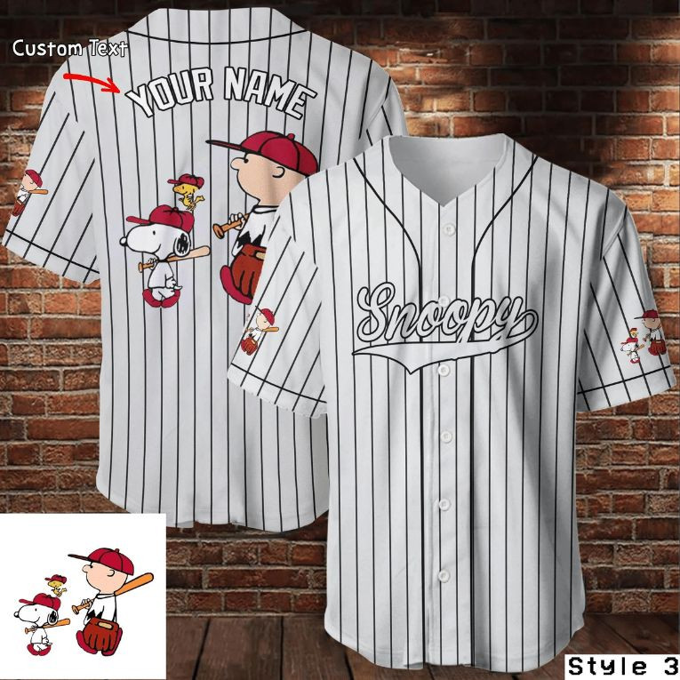 Custom Names Cute Charlie Brown And Snoopy 102 Gift For Lover Baseball Jersey