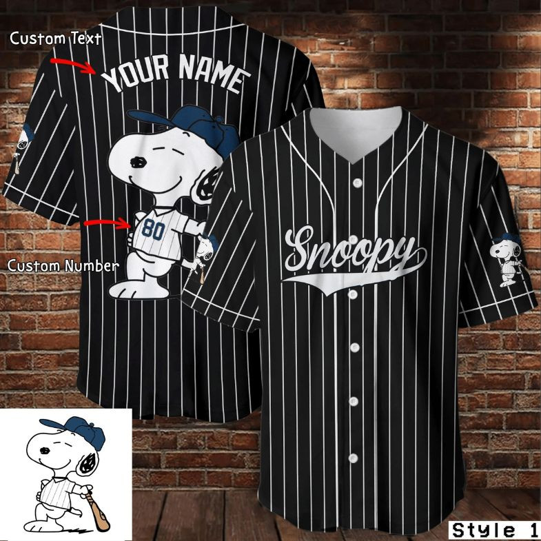 Custom Names Cute Snoopy Cartoon 100 Gift For Lover Baseball Jersey