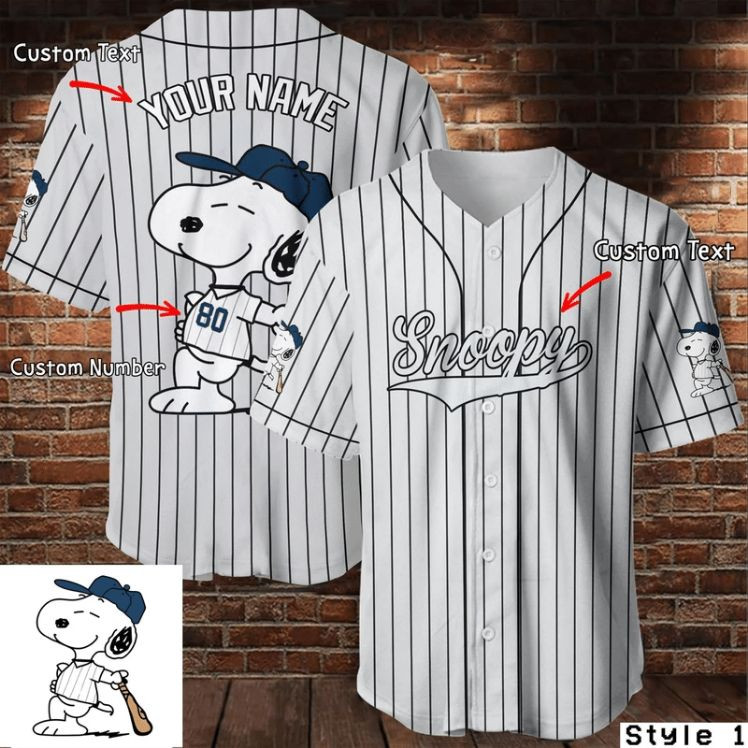 Custom Names Cute Snoopy Cartoon 123 Gift For Lover Baseball Jersey