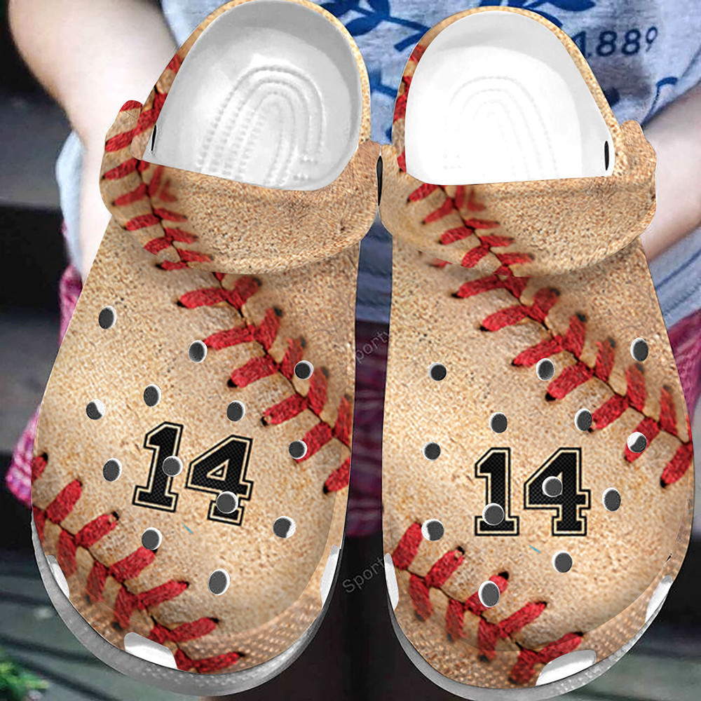 Custom Number Vintage Baseball Leather Clogs Shoes