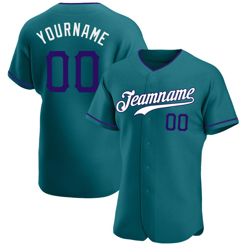 Custom Personalized Aqua Purple White Baseball Jersey