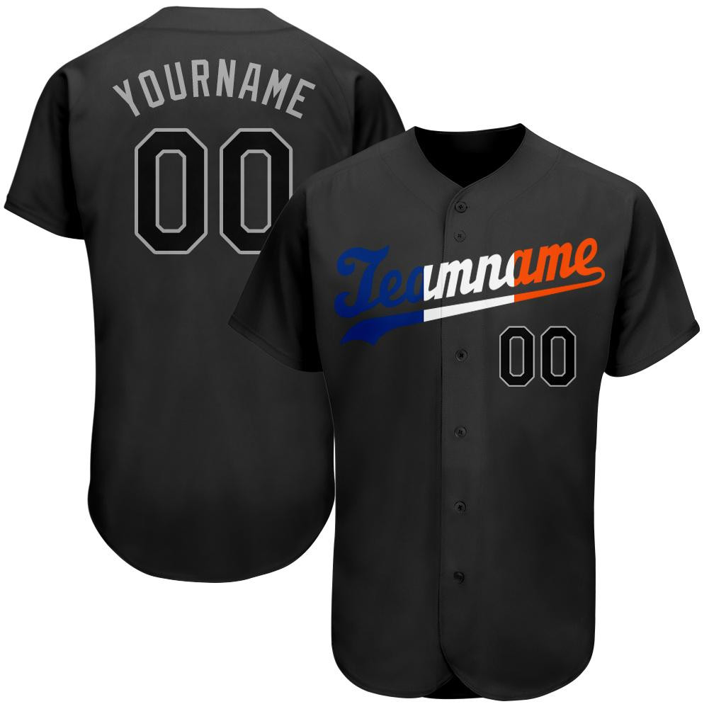 Custom Personalized Black Black Orange Baseball Jersey