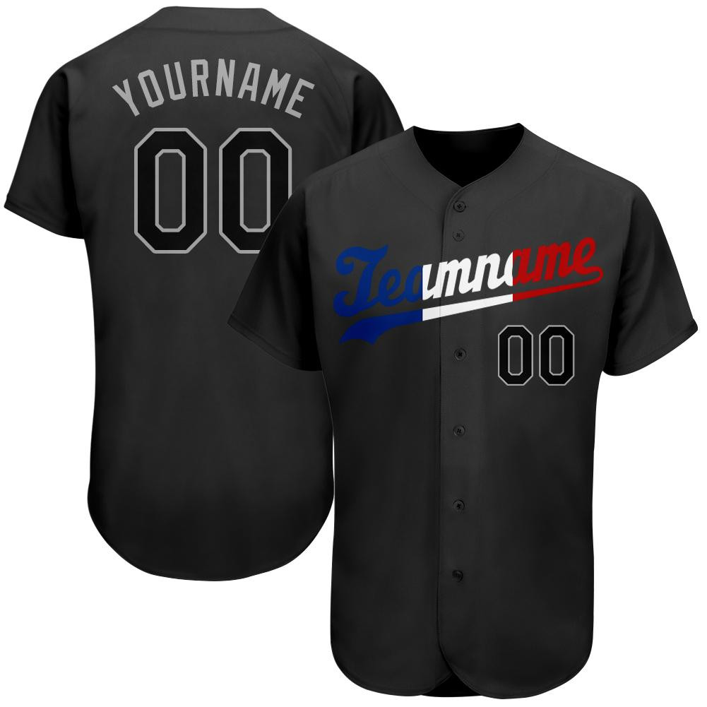 Custom Personalized Black Black Royal Baseball Jersey, Unisex Jersey Shirt for Men Women