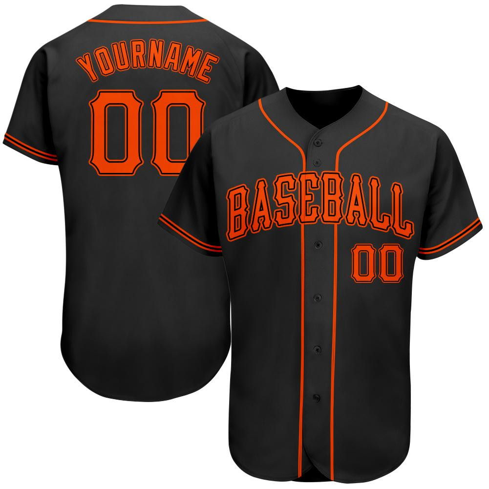Custom Personalized Black Orange Baseball Jersey
