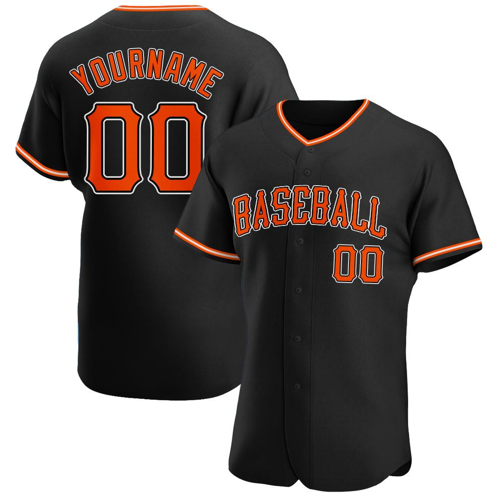 Custom Personalized Black Orange White Baseball Jersey