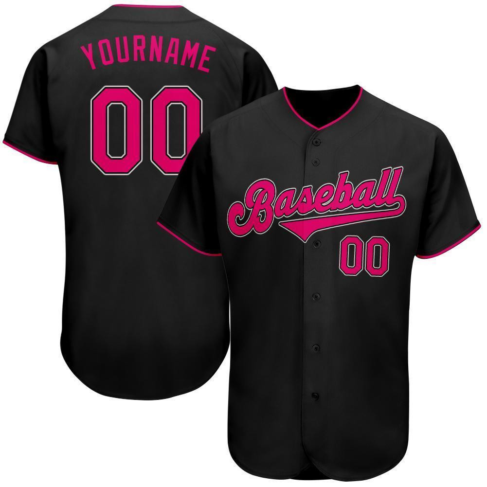 Custom Personalized Black Pink White Baseball Jersey