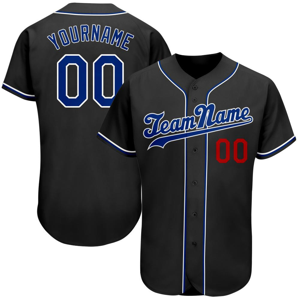 Custom Personalized Black Royal Red Baseball Jersey