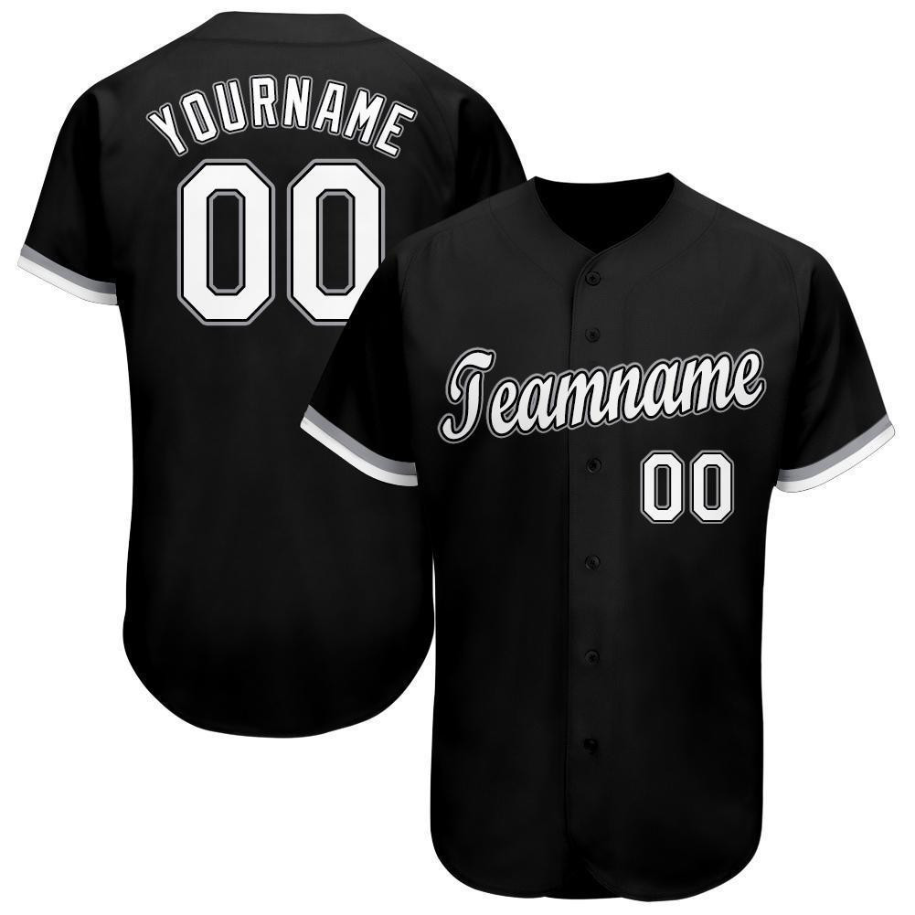 Custom Personalized Black White Gray Baseball Jersey