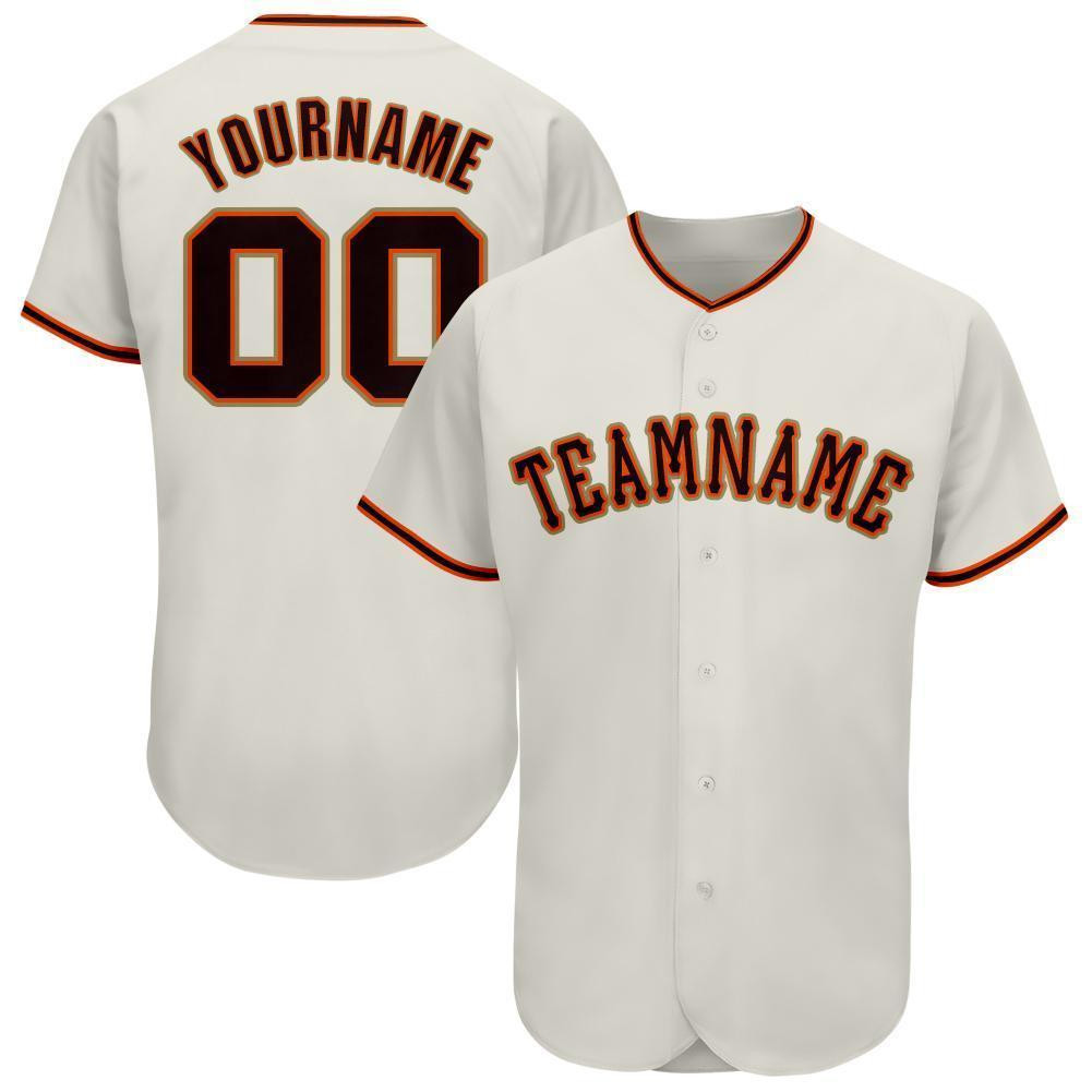 Custom Personalized Cream Black Orange Baseball Jersey