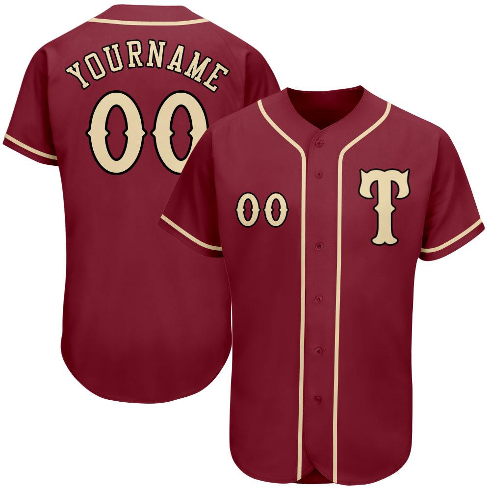 Custom Personalized Crimson Khaki Black Baseball Jersey