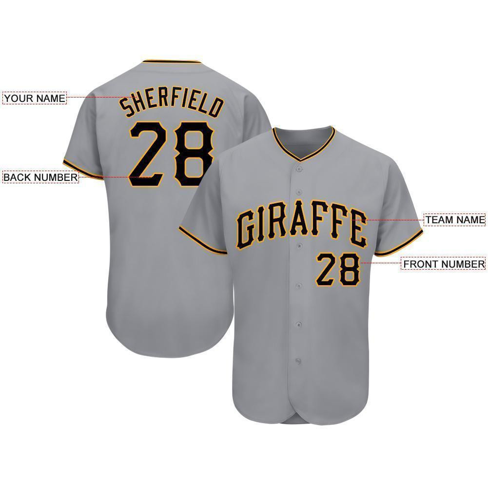 Custom Personalized Gray Black Gold Baseball Jersey