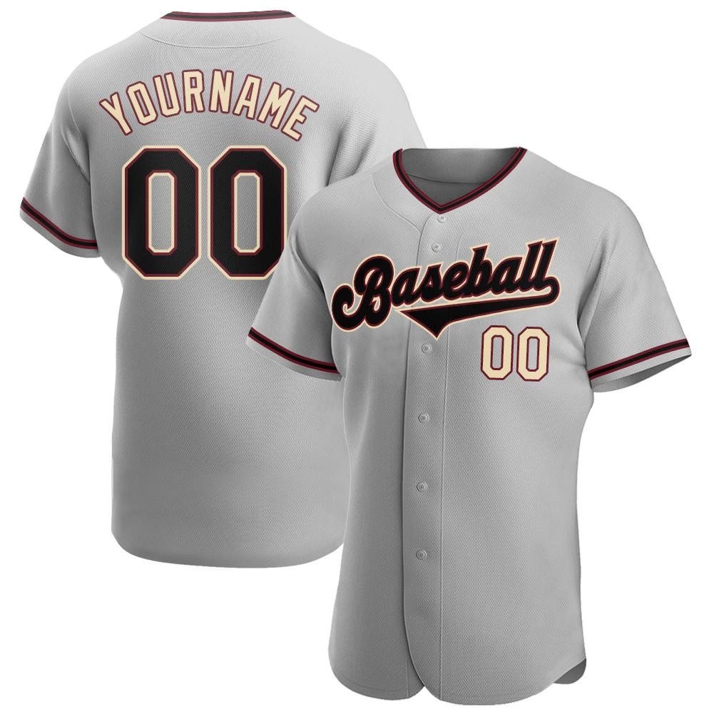 Custom Personalized Gray Black Khaki Baseball Jersey