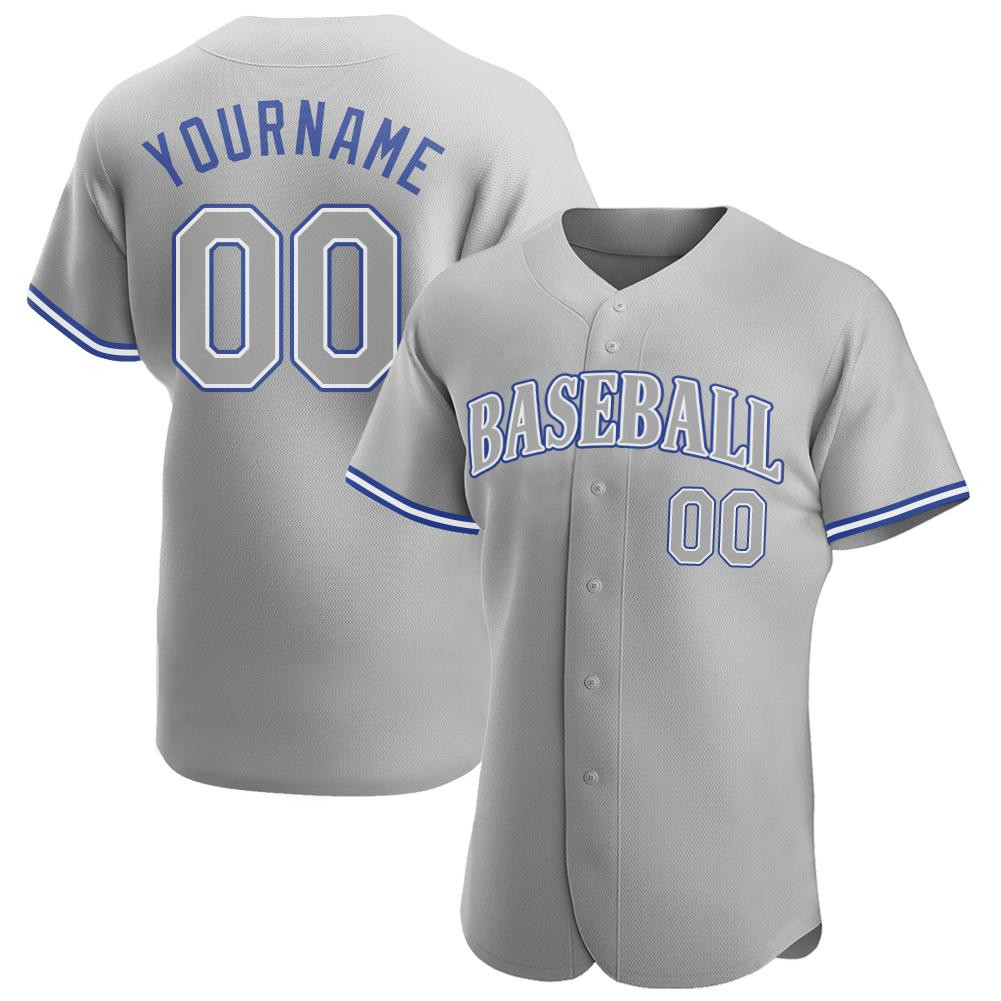 Custom Personalized Gray Gray Royal Baseball Jersey