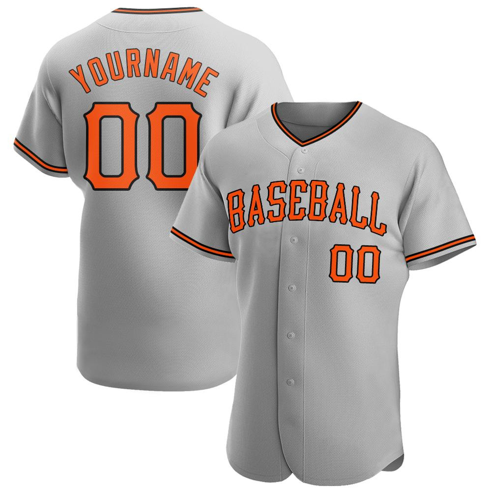 Custom Personalized Gray Orange Black Baseball Jersey