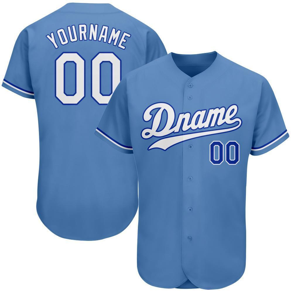 Custom Personalized Light Blue White Royal Baseball Jersey