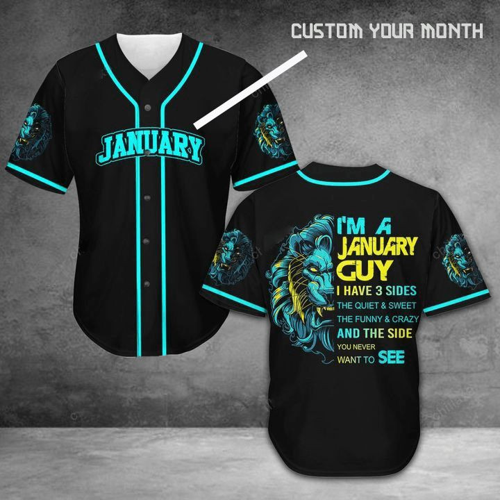 Custom Personalized Month Lion Im A Guy I Have Three Sides 3d Baseball Jersey h