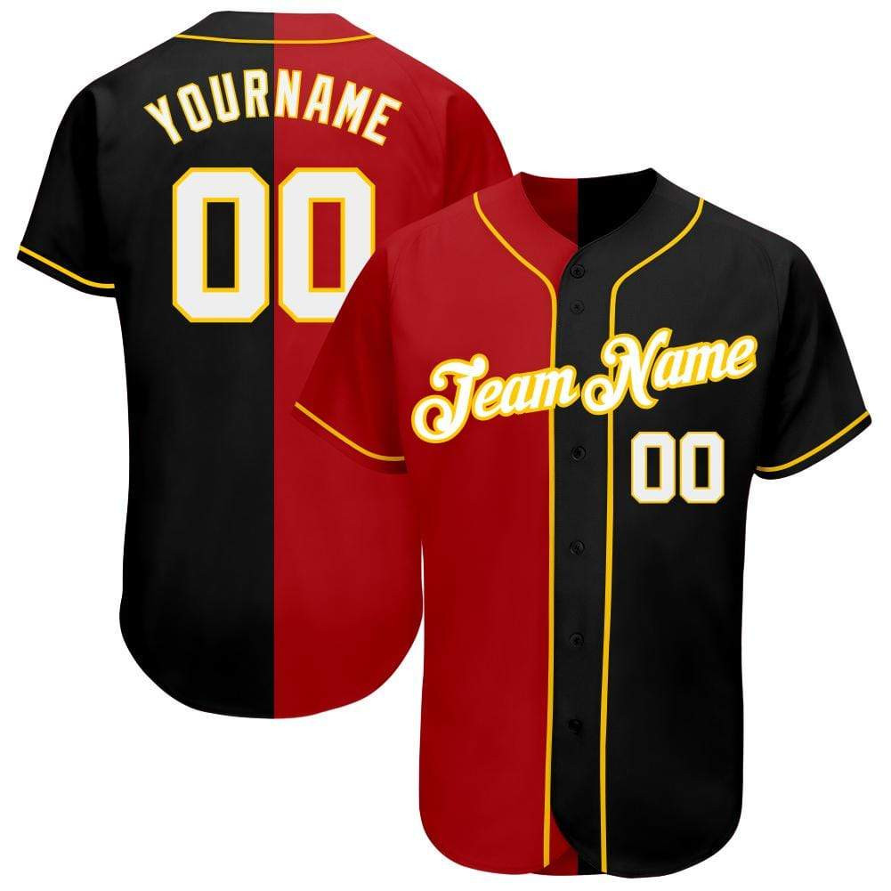 Custom Personalized Name And Number Red Black Baseball Jersey