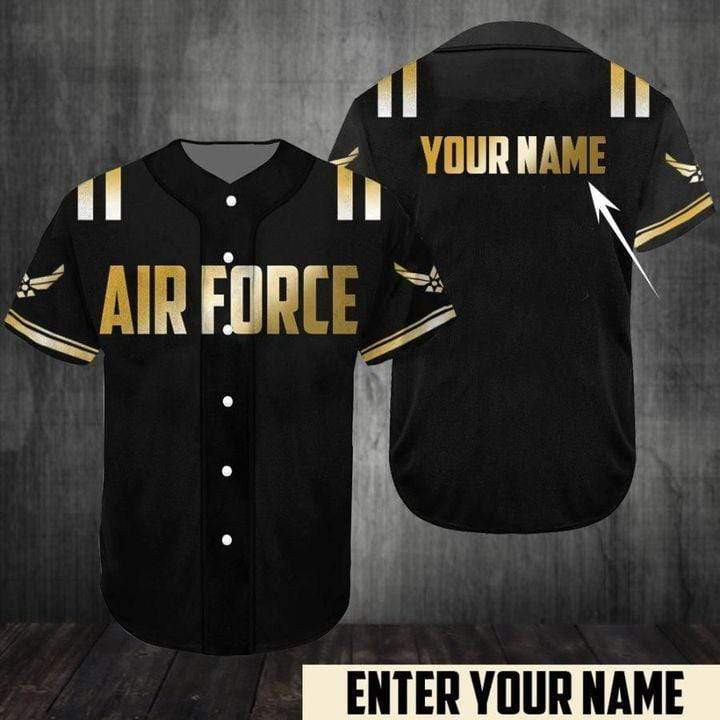 Custom Personalized Name Golden Us Air Force Baseball Jersey