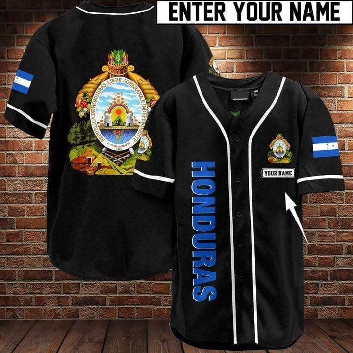 Custom Personalized Name Honduras Black Baseball Jersey