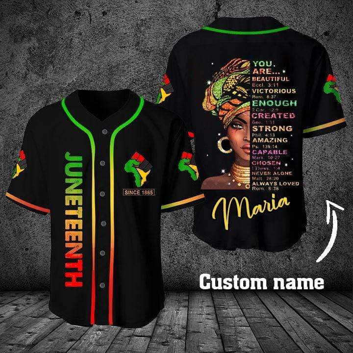 Custom Personalized Name Juneteenth Since 1865 Black Girl You Are Beautiful Baseball Jersey kv