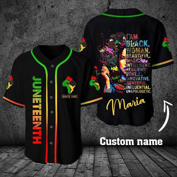 Custom Personalized Name Juneteenth Since 1865 I Am Black Woman Beautiful Baseball Jersey kv