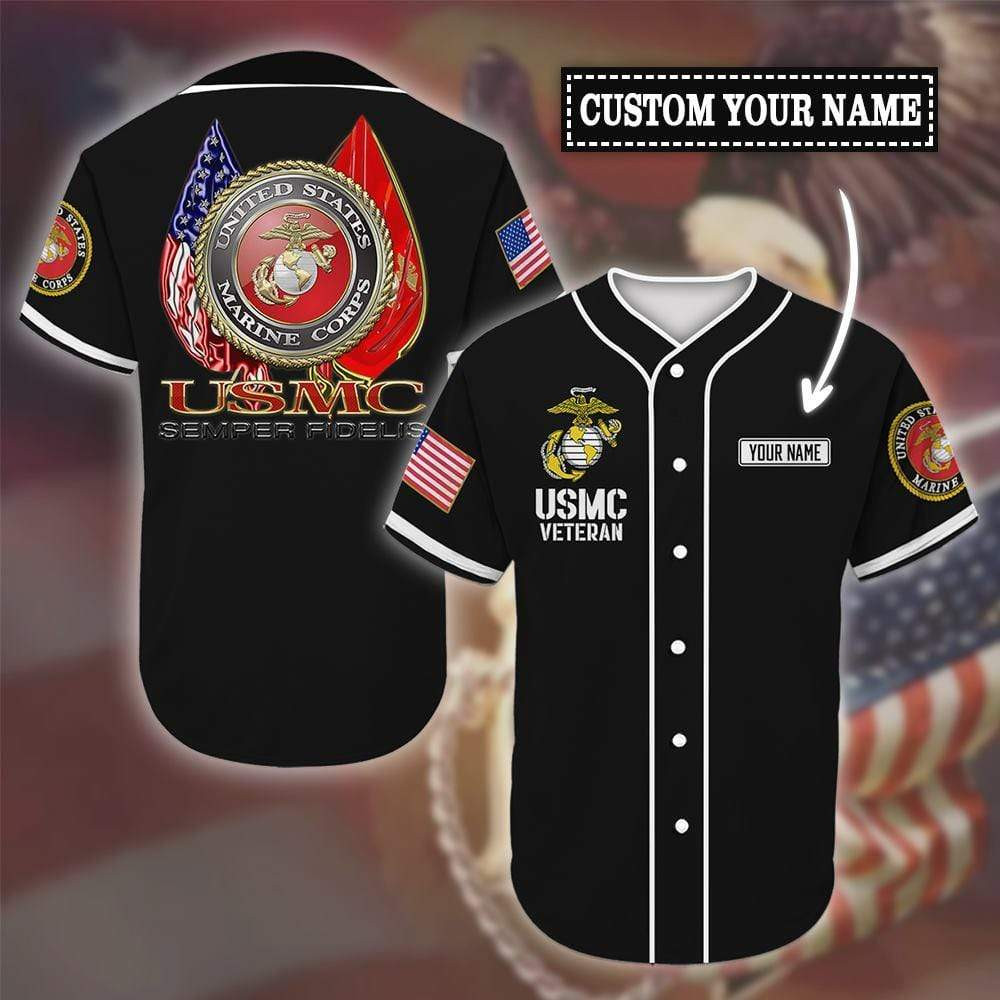 Custom Personalized Name Us Marine Semper Fields Baseball Jersey