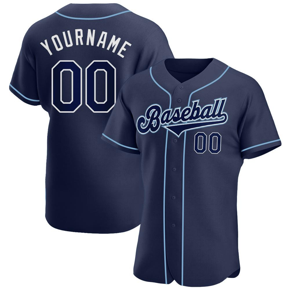 Custom Personalized Navy Navy Powder Blue Baseball Jersey