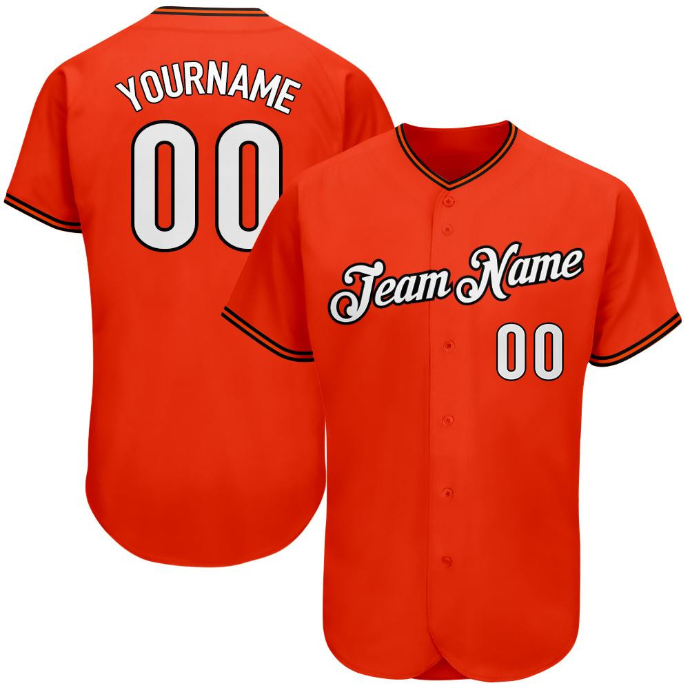 Custom Personalized Orange White Black Baseball Jersey