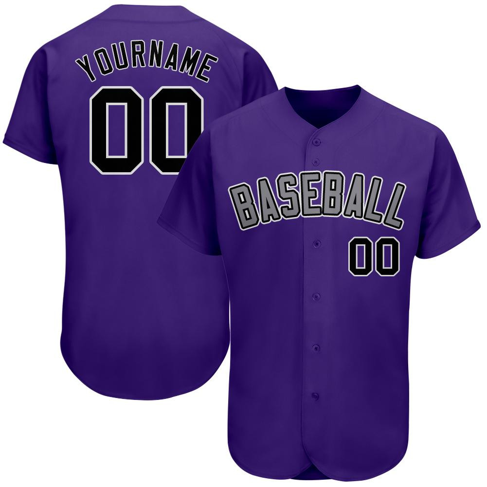 Custom Personalized Purple Black Gray Baseball Jersey