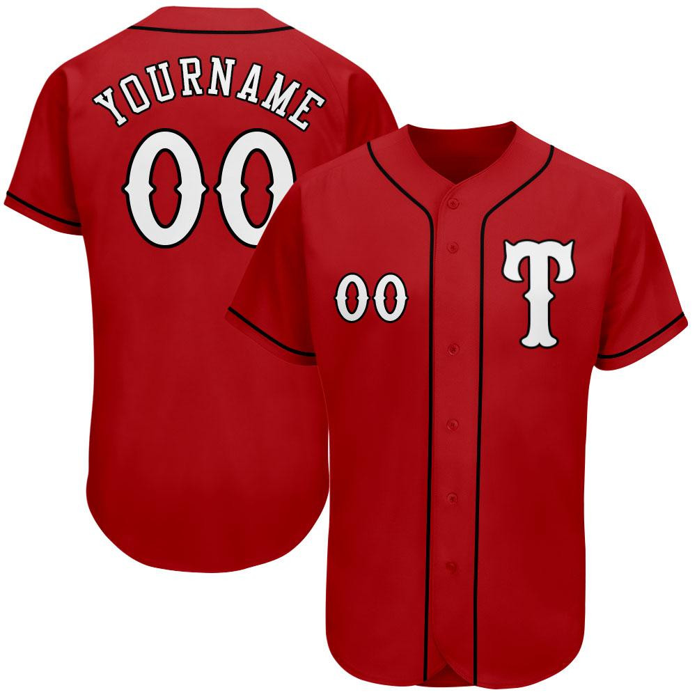 Custom Personalized Red White Black Baseball Jersey