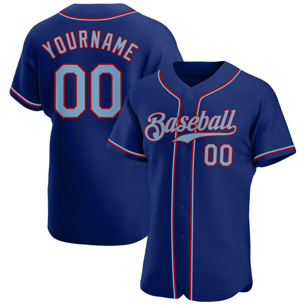 Custom Personalized Royal Light Blue Red Baseball Jersey