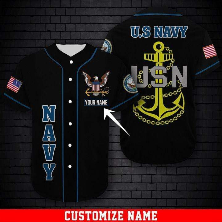 Custom Personalized Us Navy Eagle Baseball Jersey