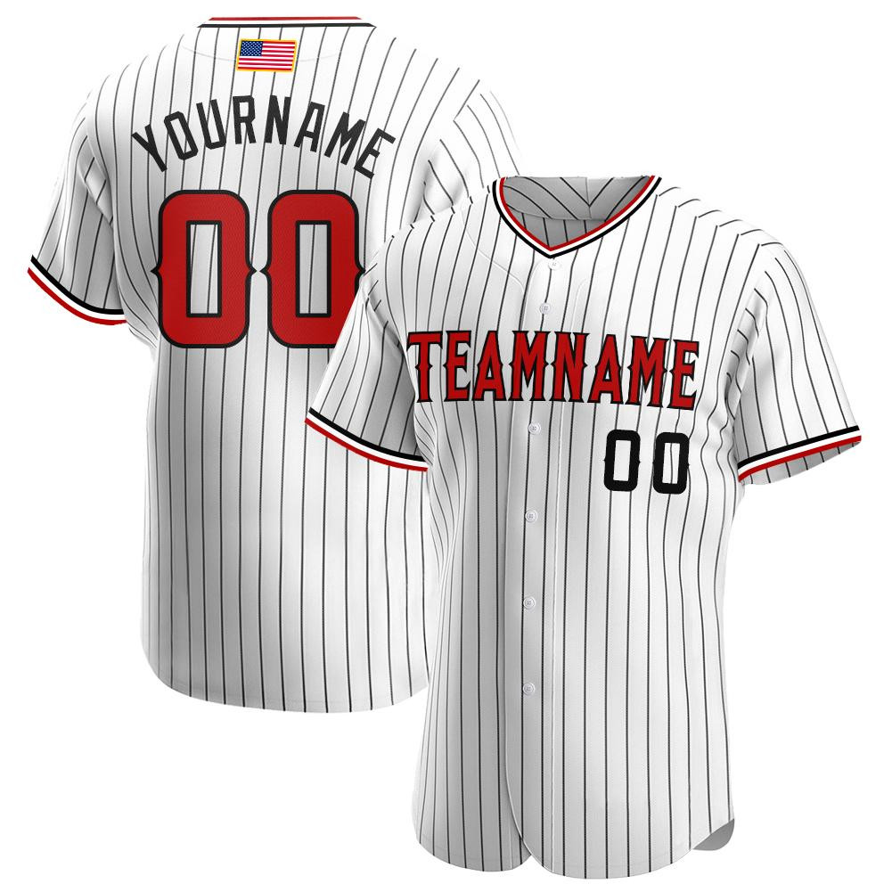 Custom Personalized White Black Strip Red Black American Flag Fashion Baseball Jersey