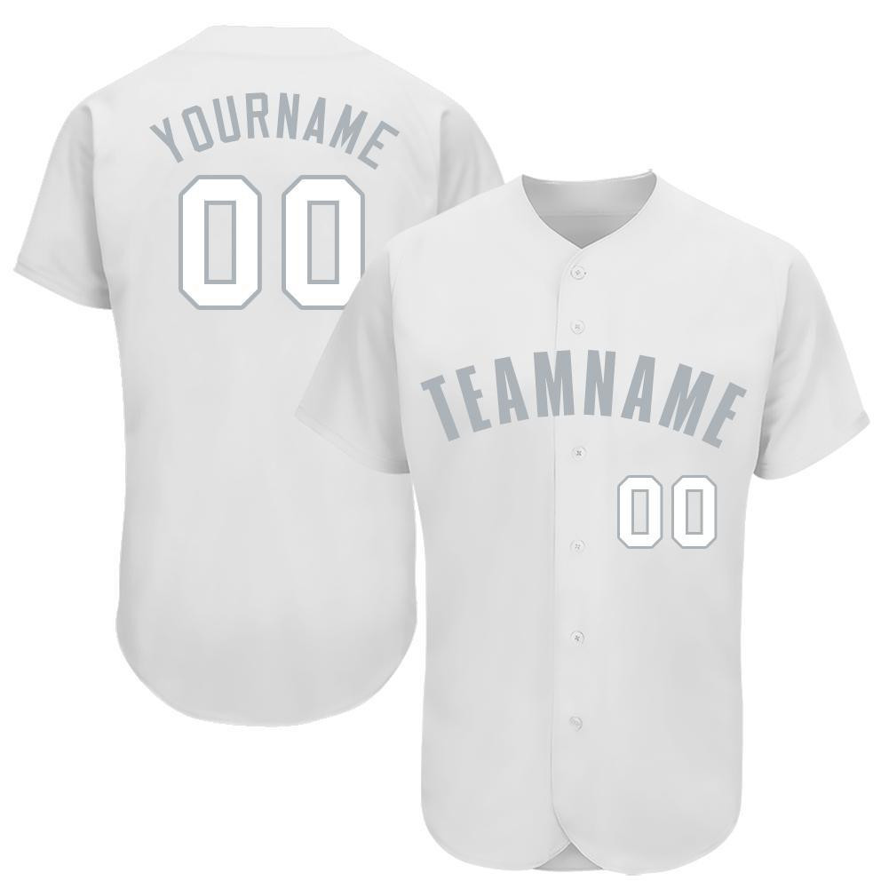 Custom Personalized White Gray Baseball Jersey