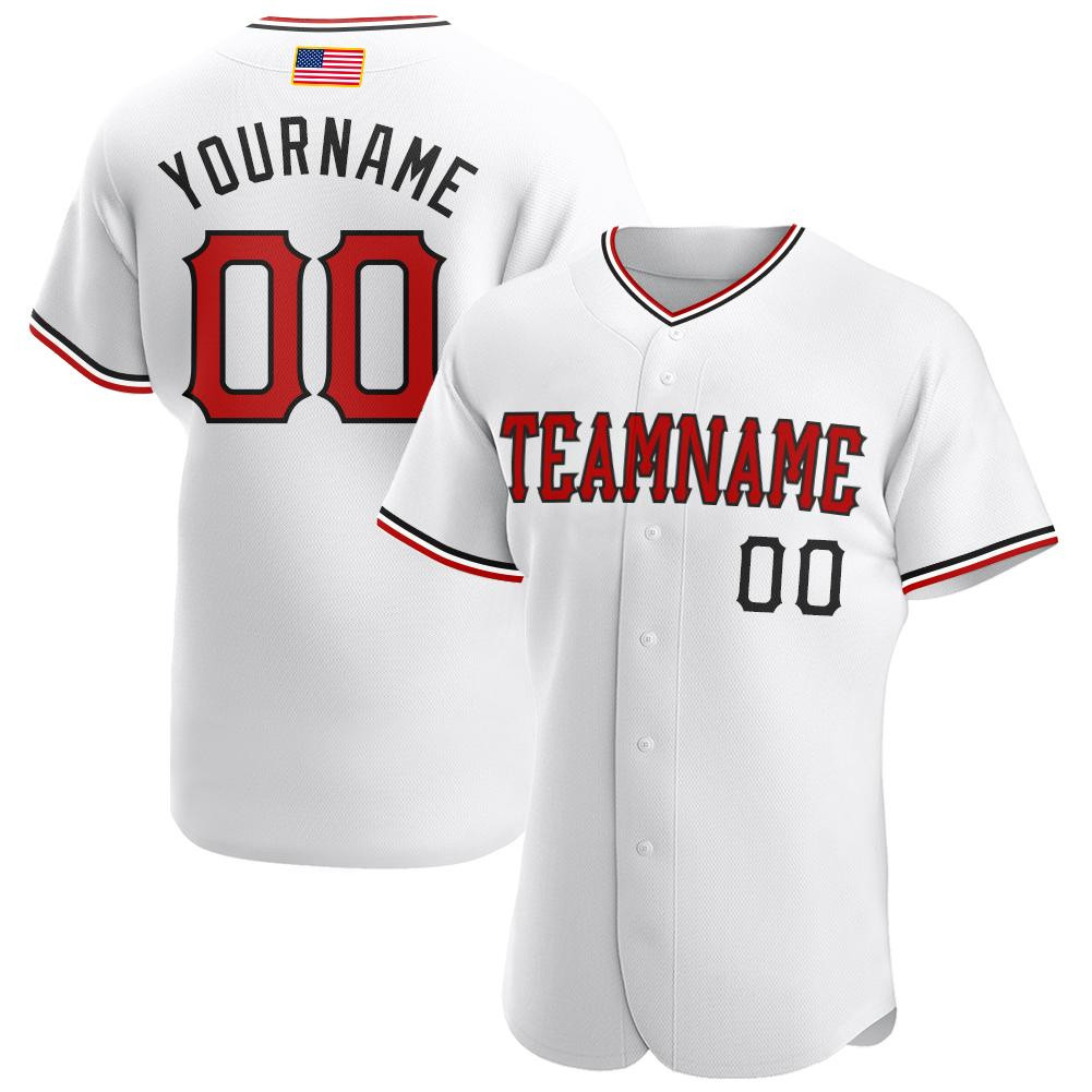 Custom Personalized White Red Black American Flag Fashion Baseball Jersey